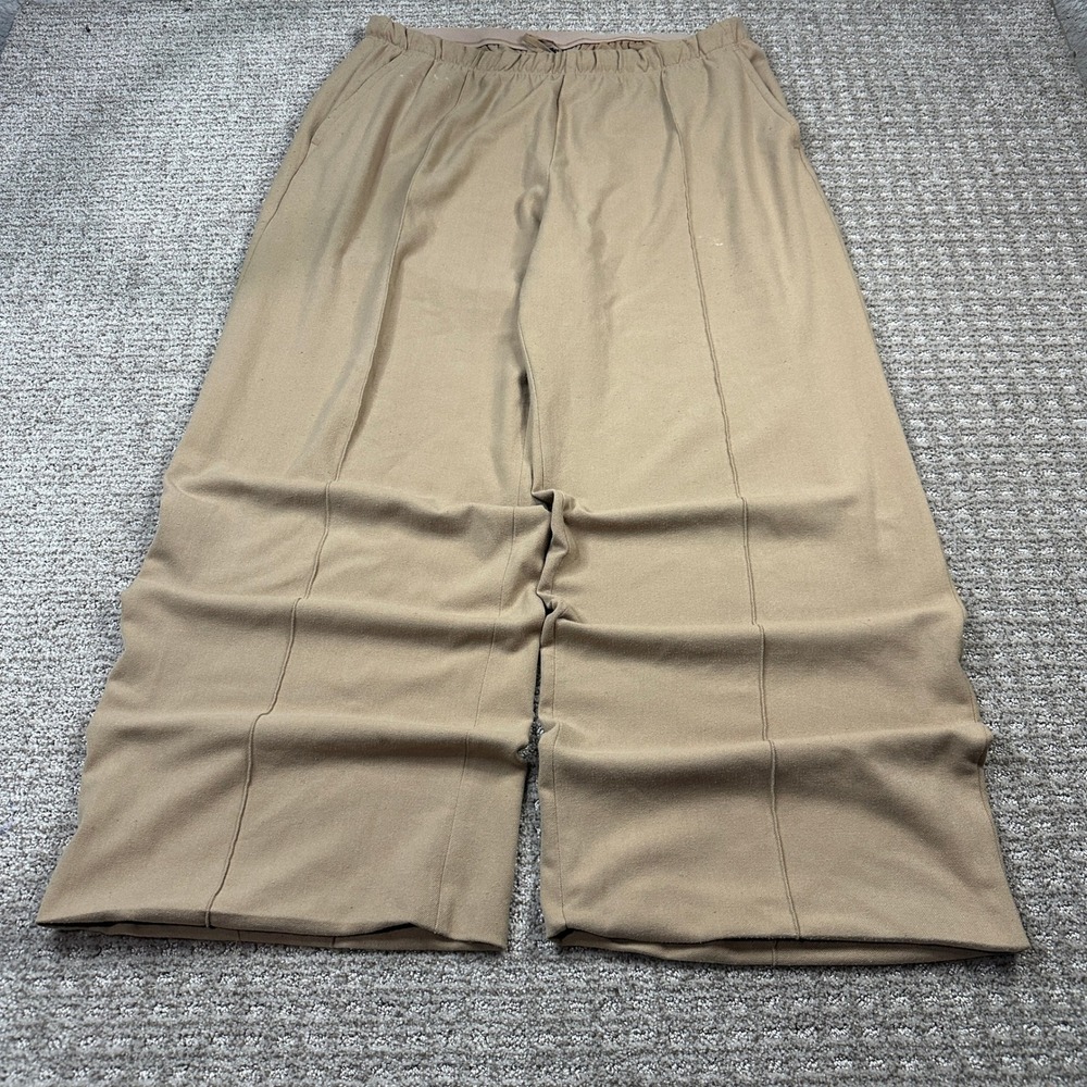 Y2K Gap Womens Tan Wide Leg Elastic Waist Stitched Crease Trousers Size L